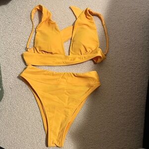 Abercrombie ribbed Yellow Bikini Set